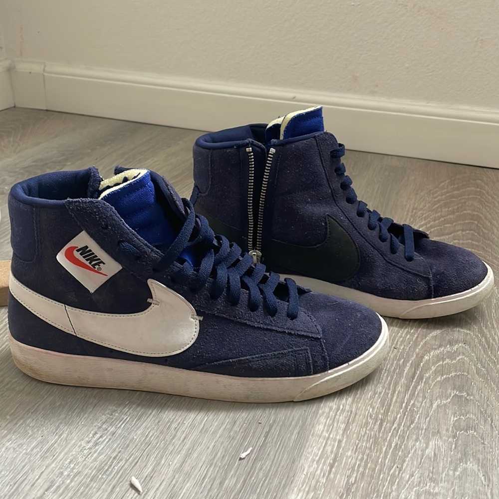 Nike high top zip blazers - navy blue - size 10 women's